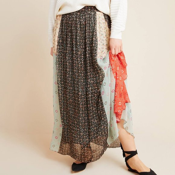 Anthropologie Margot Pleated Maxi Skirt 